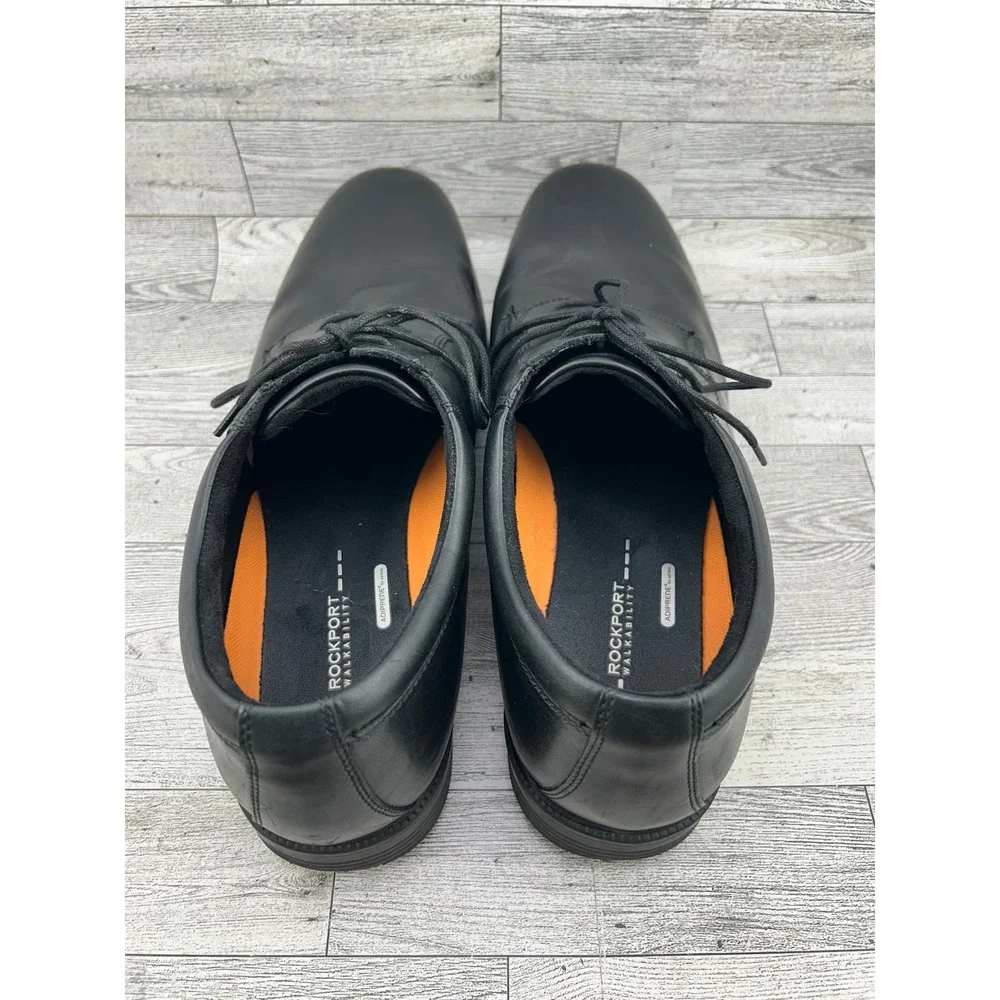 Rockport Men Size 15M‎ Black Leather Hydro-Shield Waterproof Derby Shoes V76115
